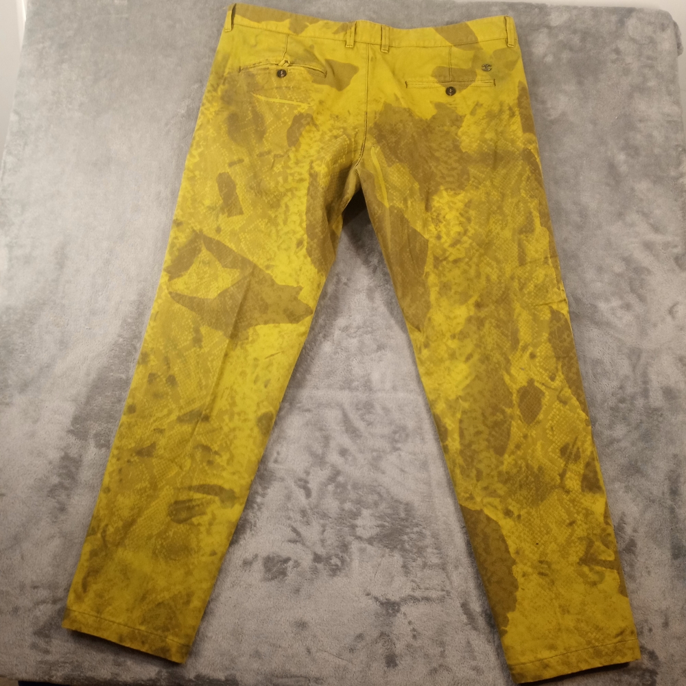Just Cavalli men's jeans, Size 36, Yellow Lemon brown spash Distressed print - Picture 9 of 16